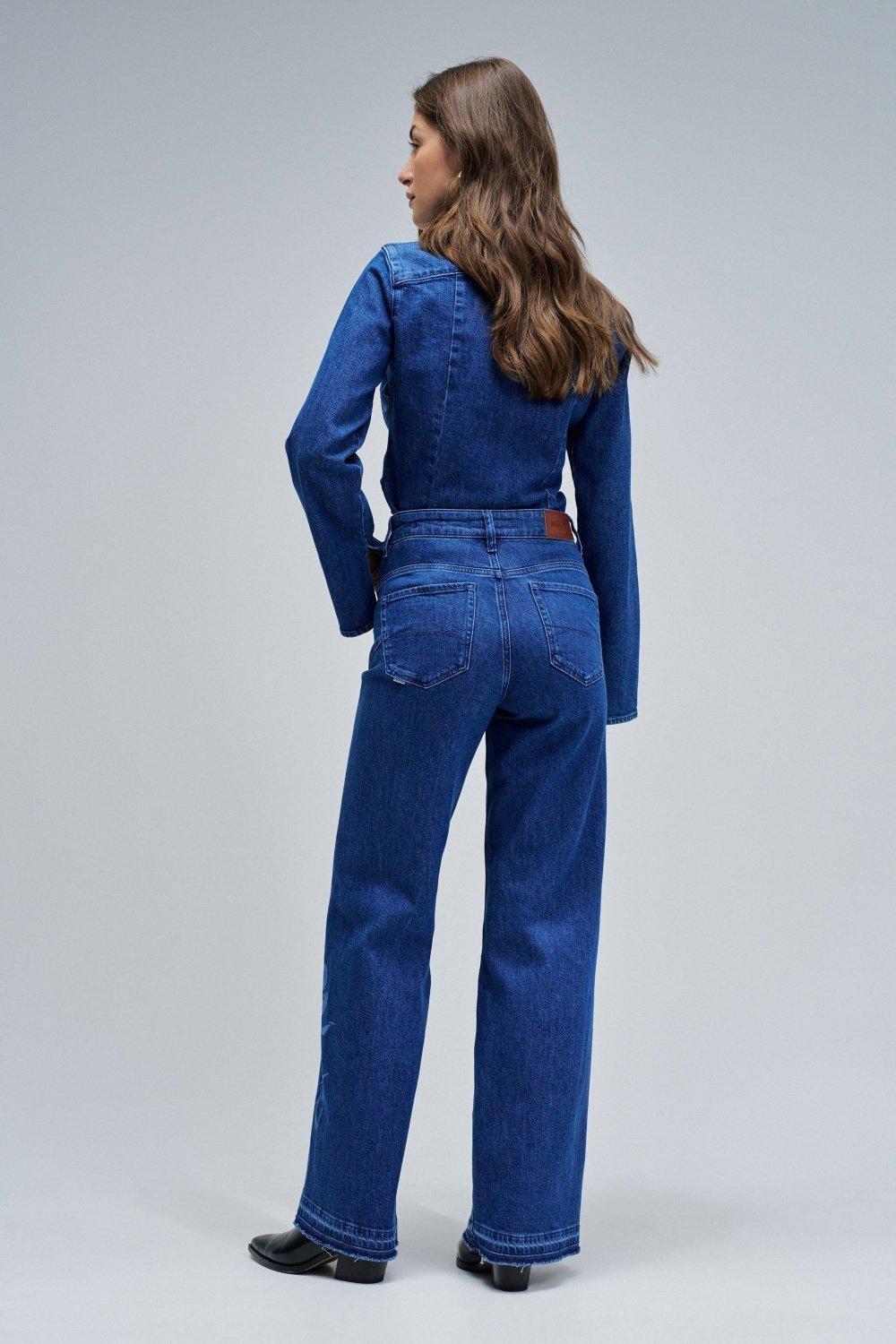 Faith Push In Wide Jeans, Navy, large image number 3