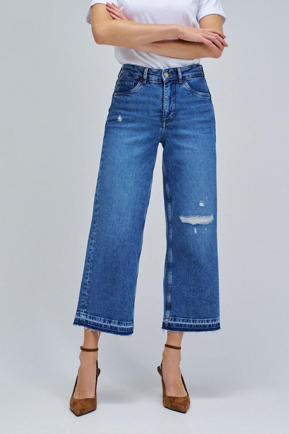 Faith Push In Cropped Straight Jeans, Blue, large image number 0