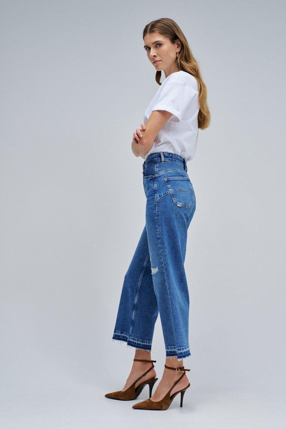 Faith Push In Cropped Straight Jeans, Blue, large image number 2