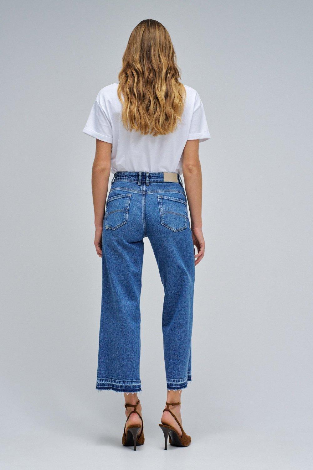 Faith Push In Cropped Straight Jeans, Blue, large image number 3