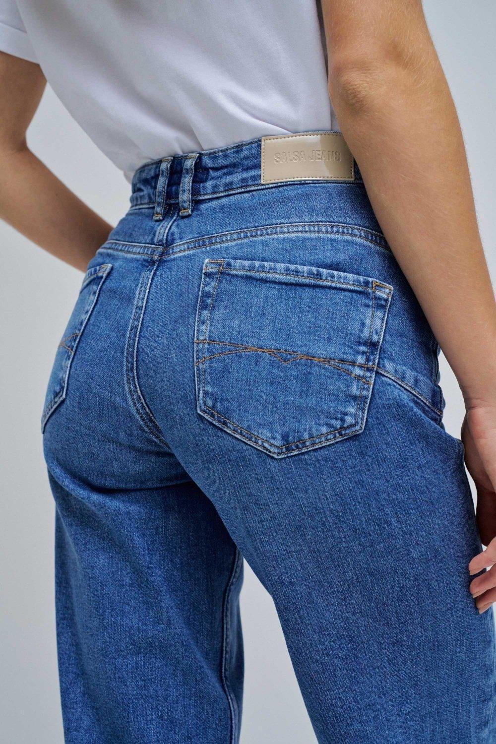Faith Push In Cropped Straight Jeans, Blue, large image number 4