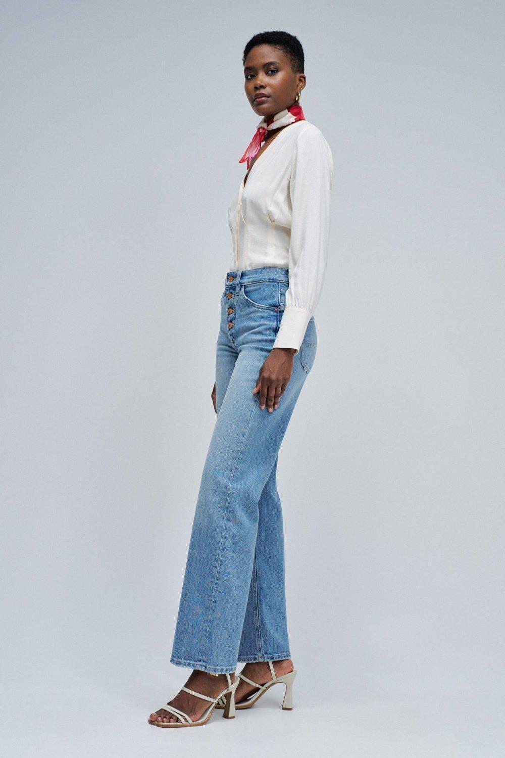 FAITH PUSH IN STRAIGHT JEANS, Blue, medium