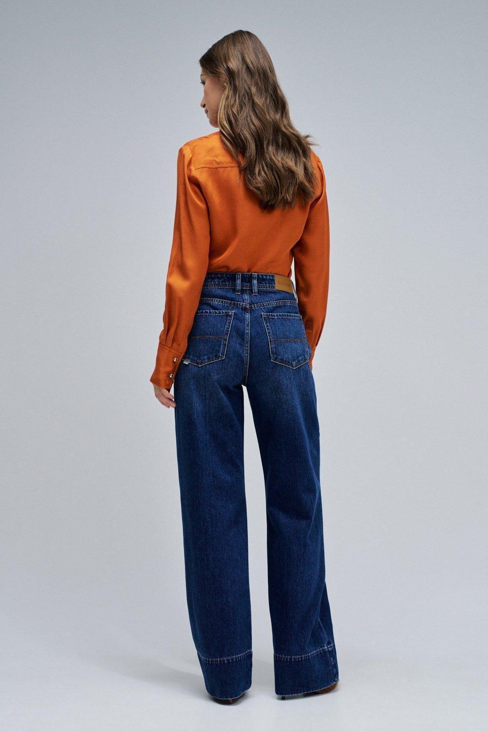 Wide Leg Jeans, Navy, large image number 3