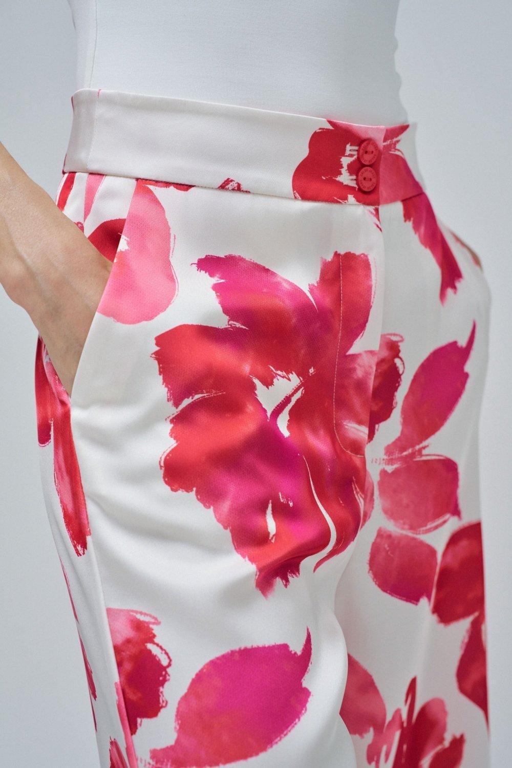 Straight With Floral Print Trousers , , large image number 4