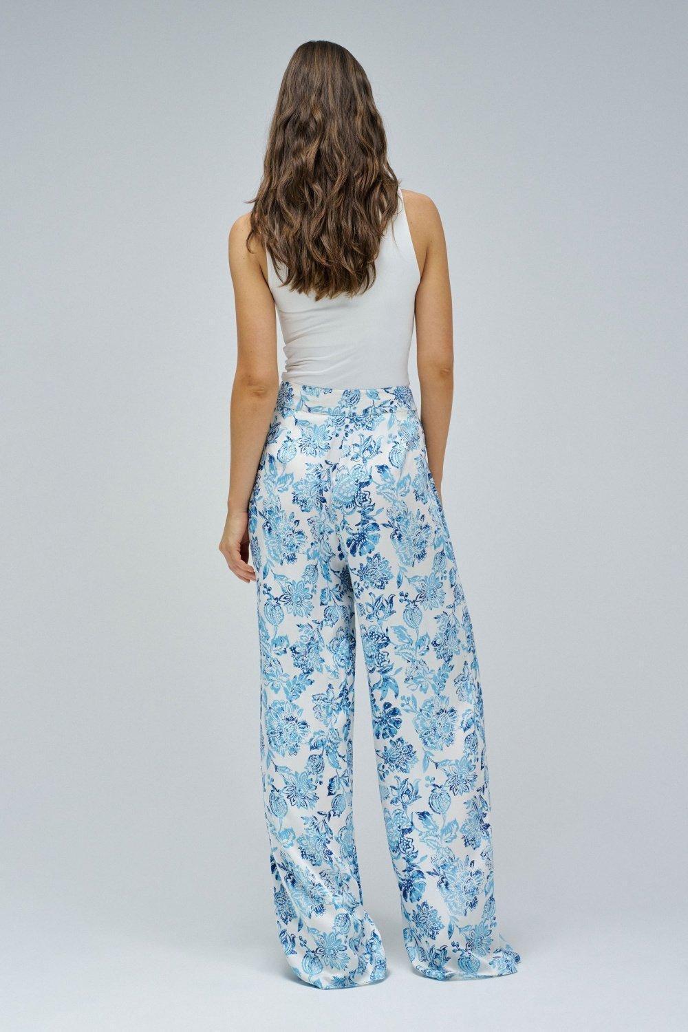 Straight With Floral Print Trousers&nbsp;, Blue, large image number 3