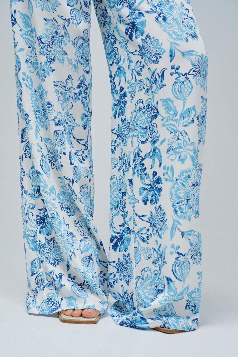 Straight With Floral Print Trousers&nbsp;, Blue, large image number 4