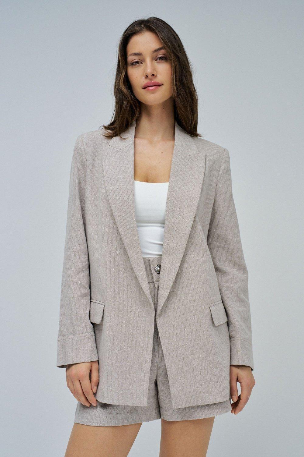 Linen Blazer , Pearl, medium