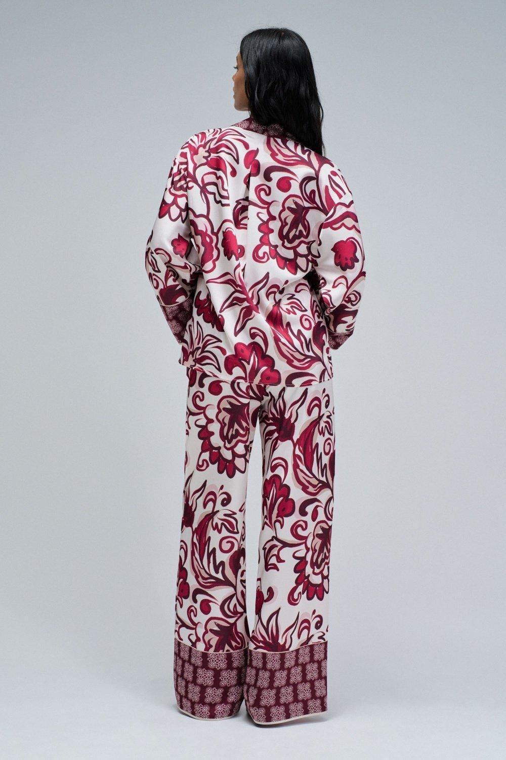 Floral Print Kimono, Red, large image number 3