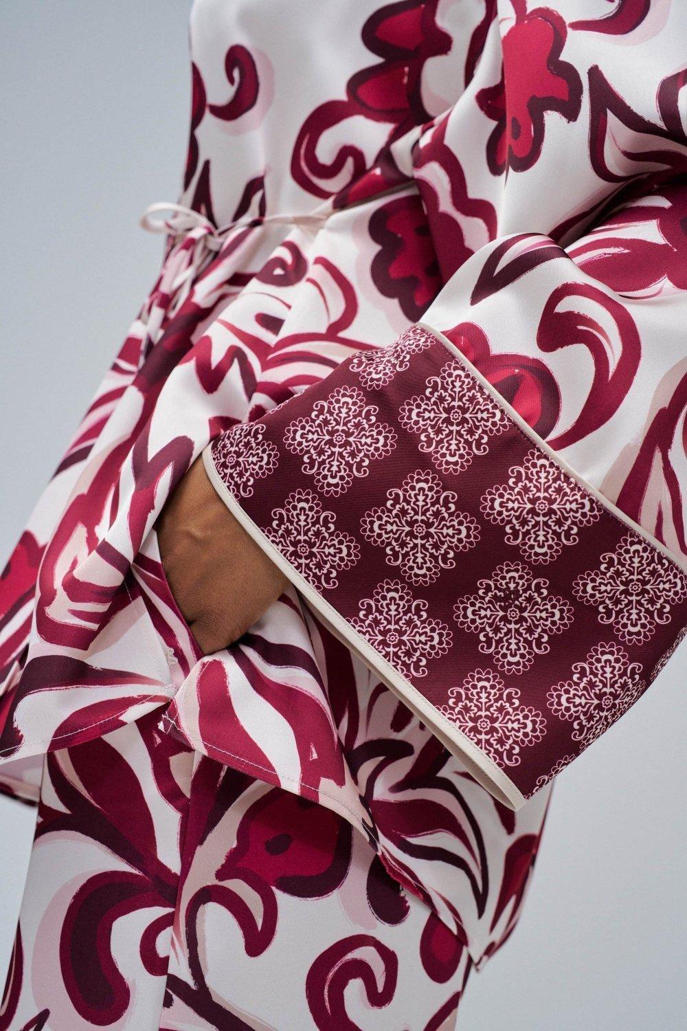 Floral Print Kimono, Red, large image number 4