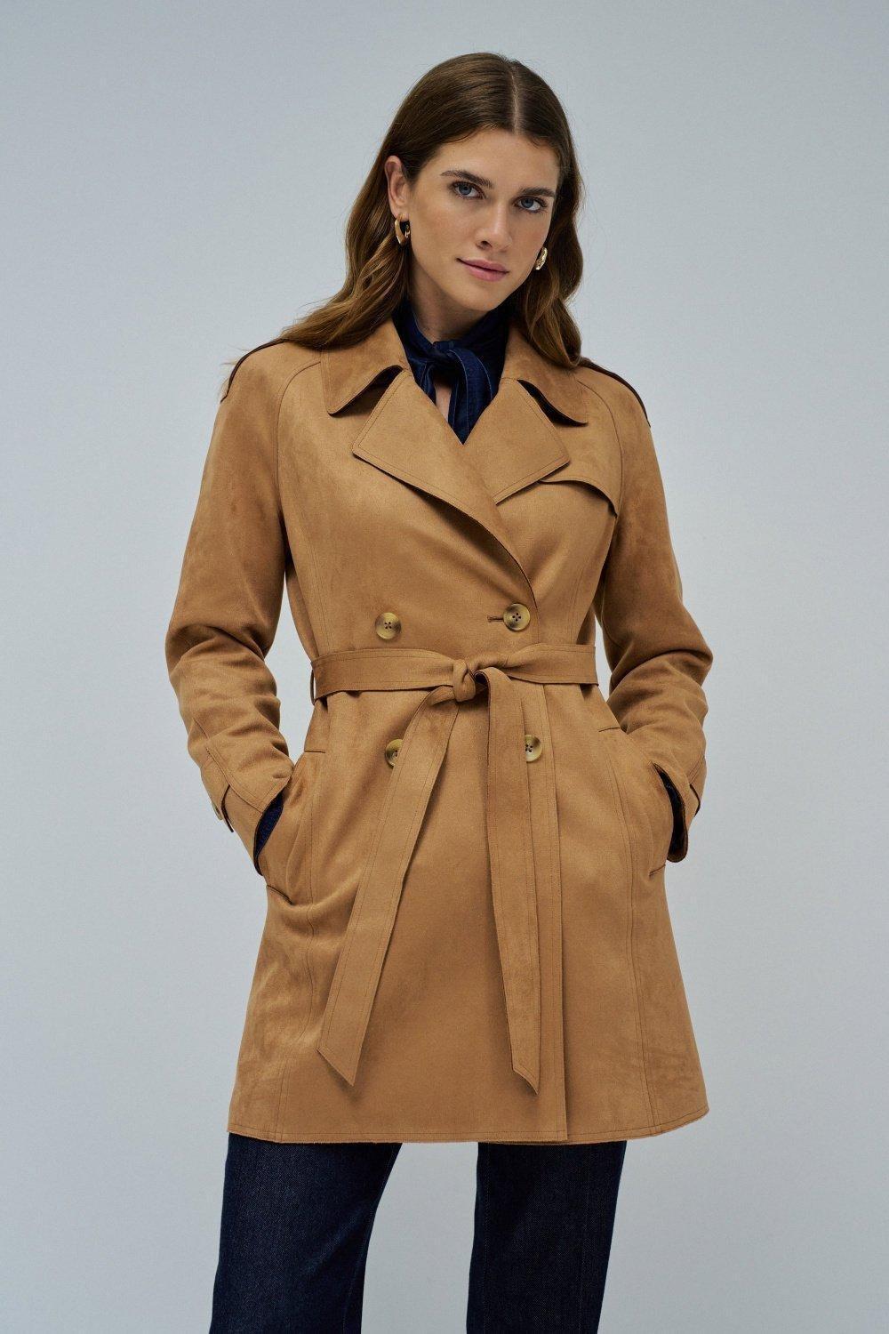 Suede Trench Coat, , large image number 0
