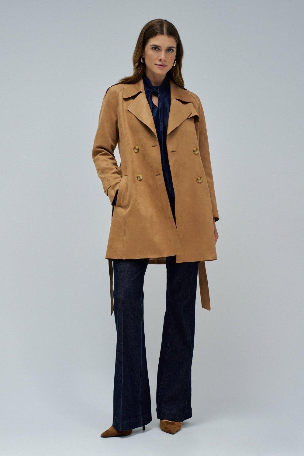 Suede Trench Coat, , large image number 1