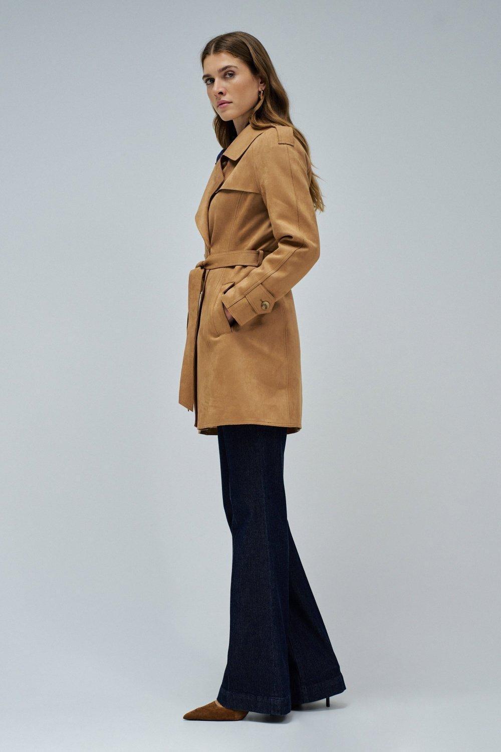 Suede Trench Coat, , large image number 2