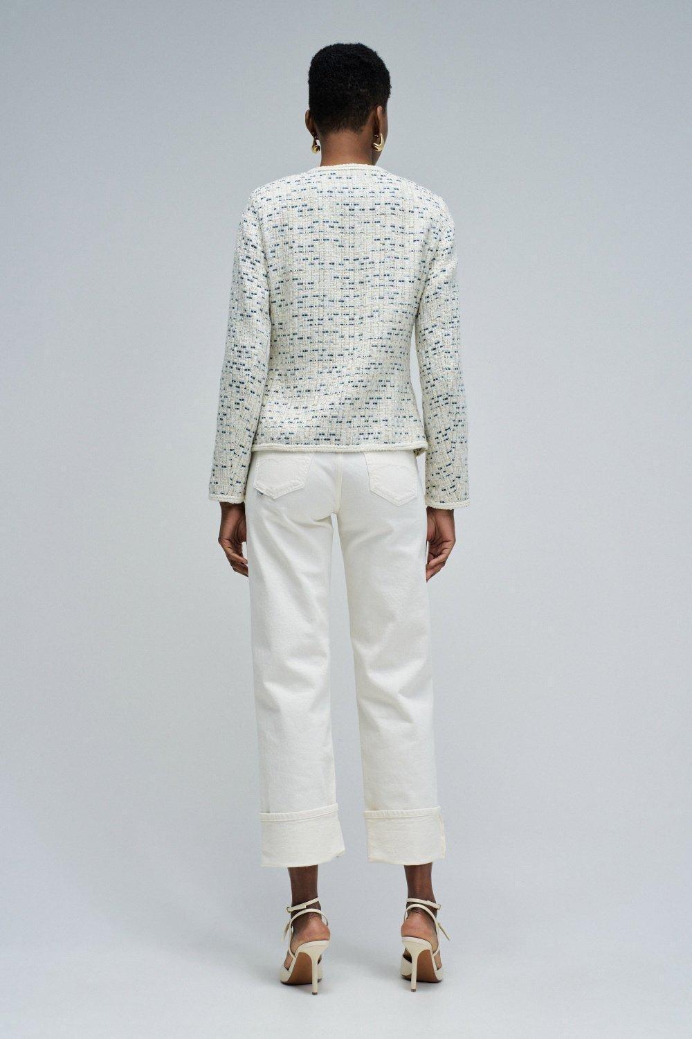 Tweed Trench Coat, Cream, large image number 3