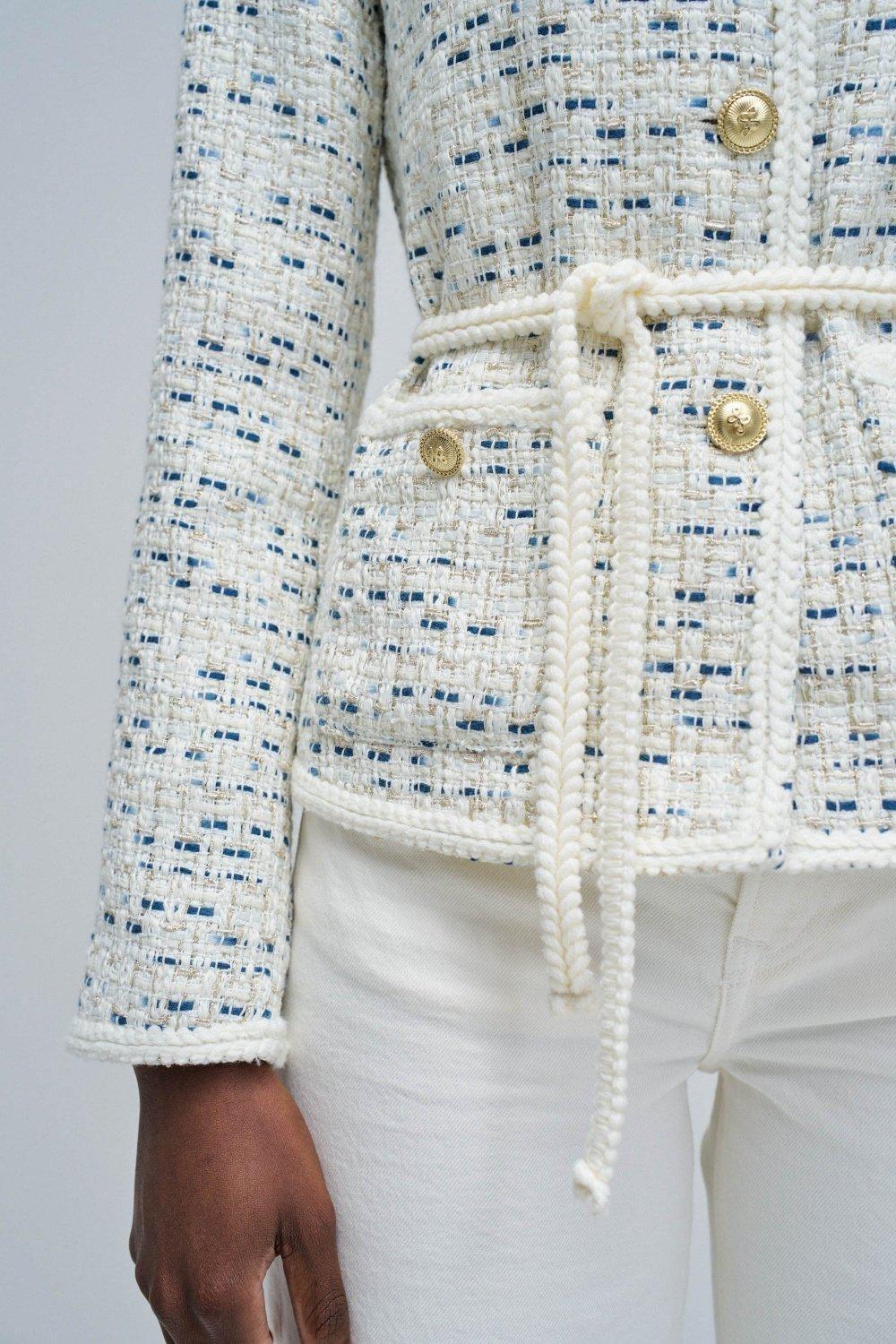 Tweed Trench Coat, Cream, large image number 4
