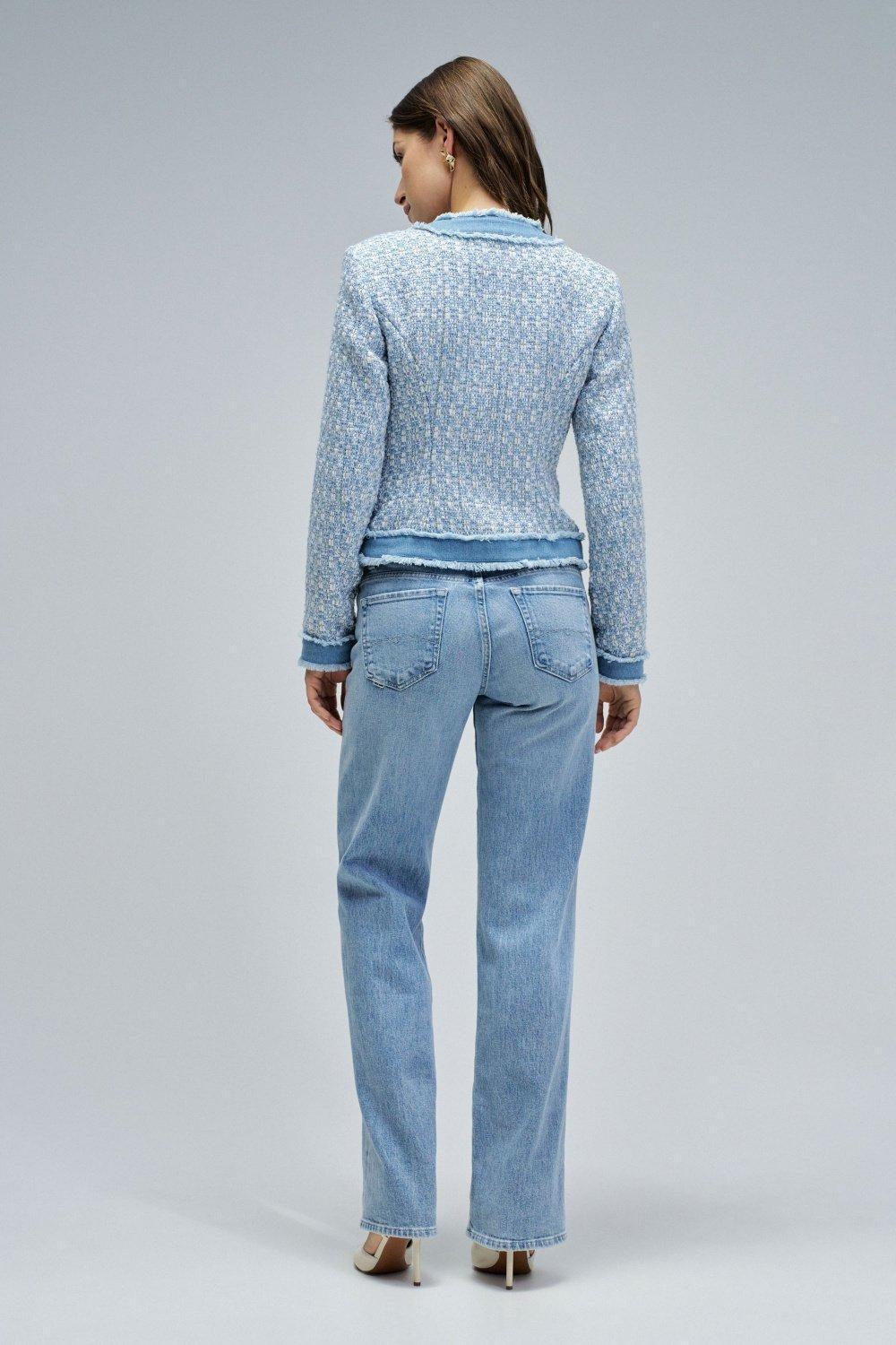 Tweed Coat With Denim Details, Lilac, large image number 3