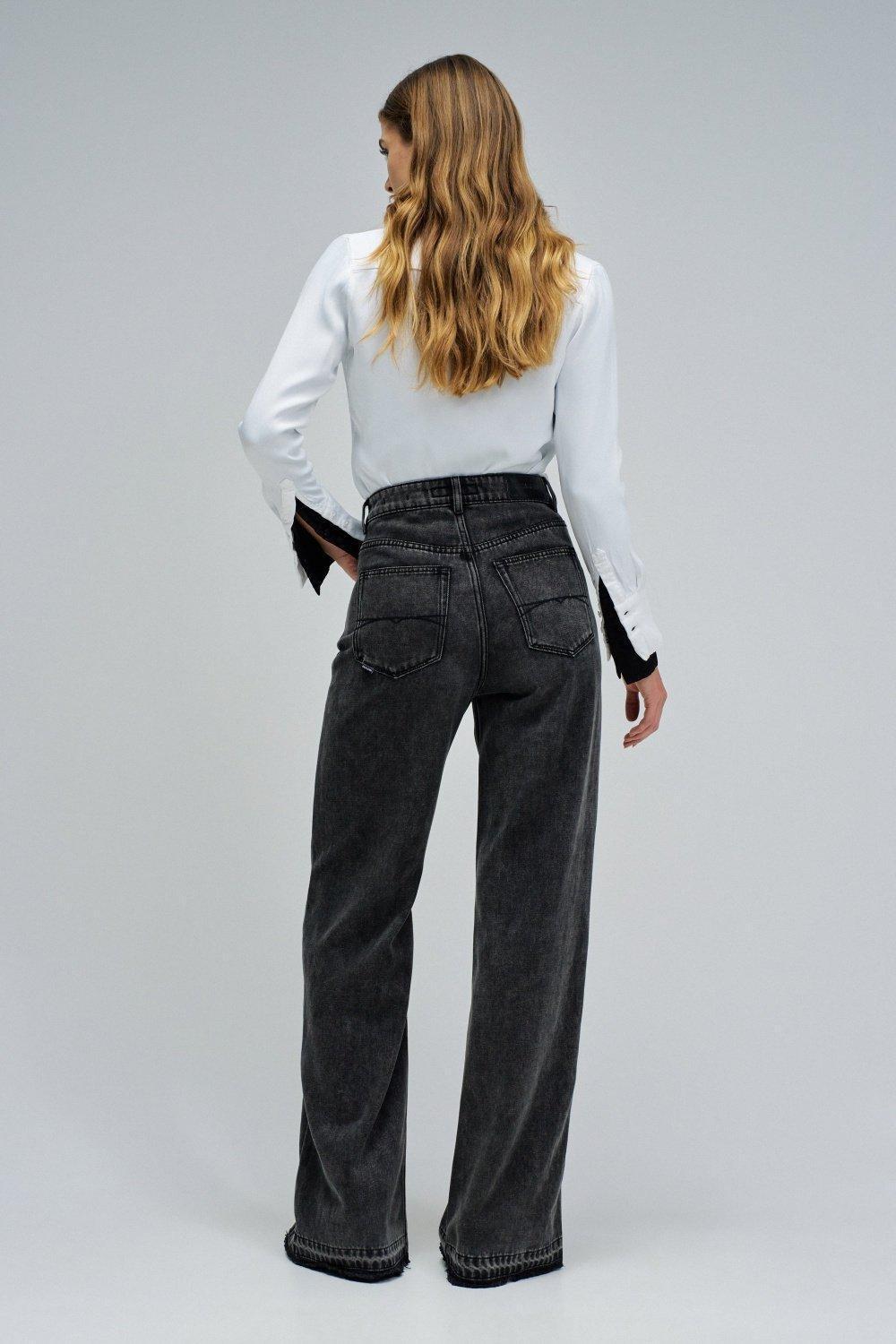 Wide Leg Jeans, Black, large image number 7