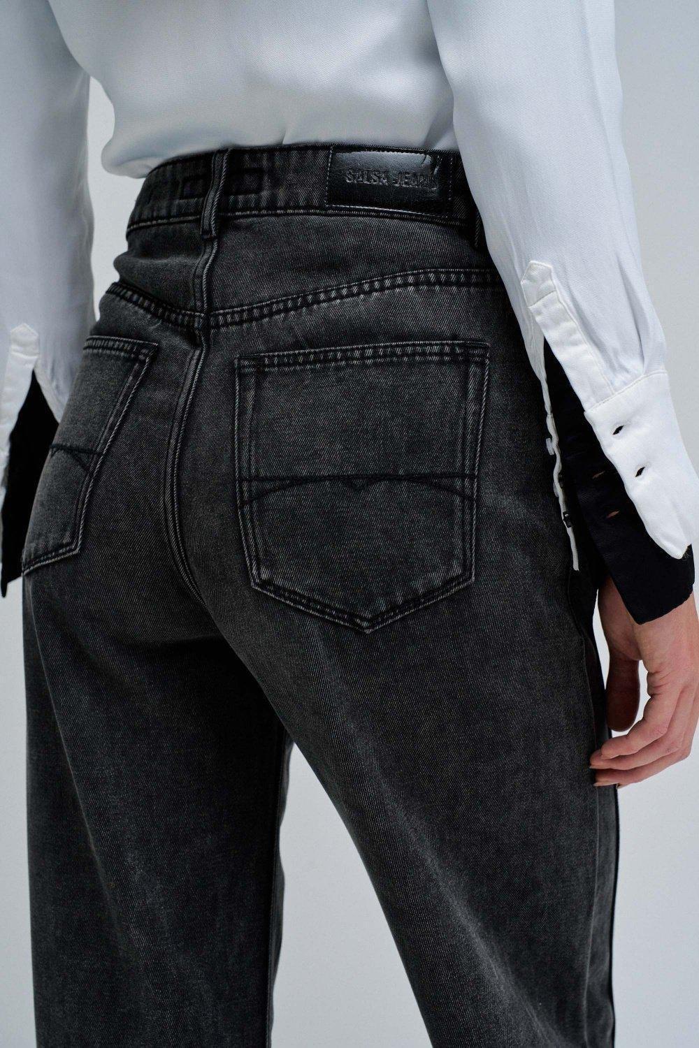 Wide Leg Jeans, Black, large image number 8