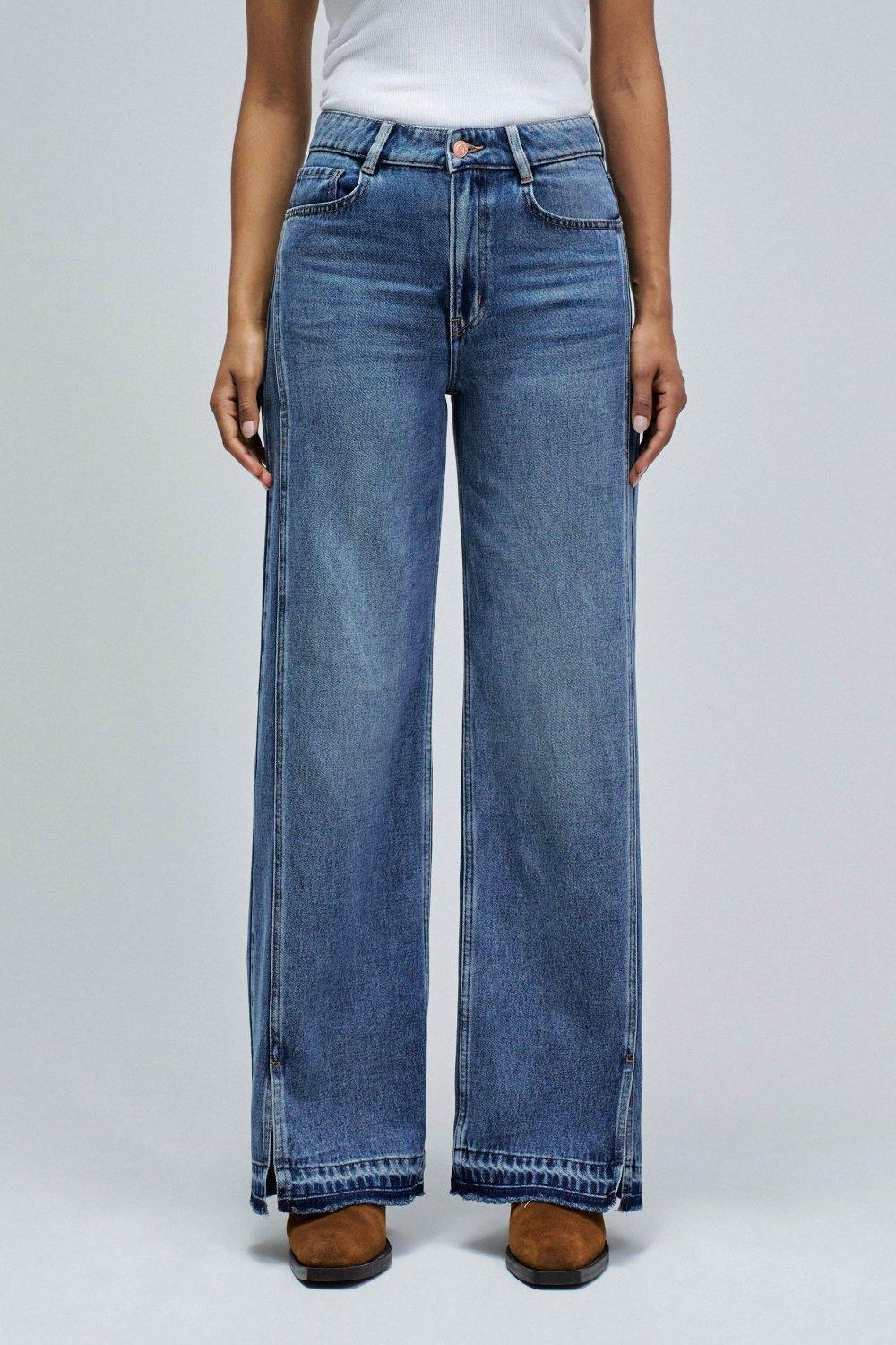 Wide Leg Jeans, Navy, large image number 0