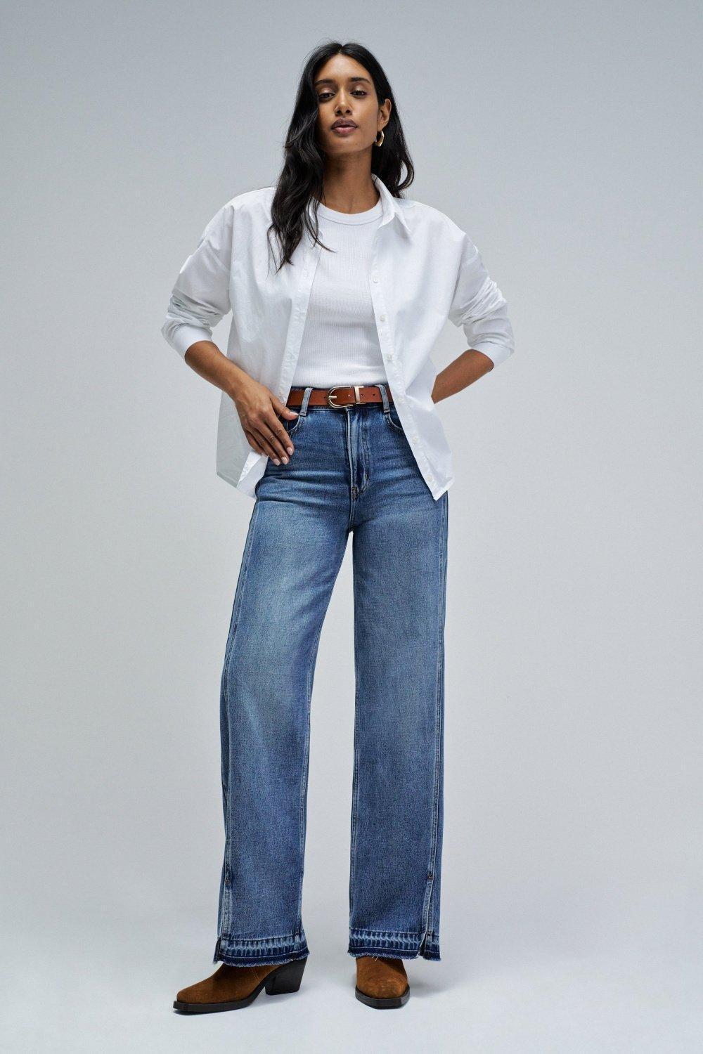 Wide Leg Jeans, Navy, large image number 1
