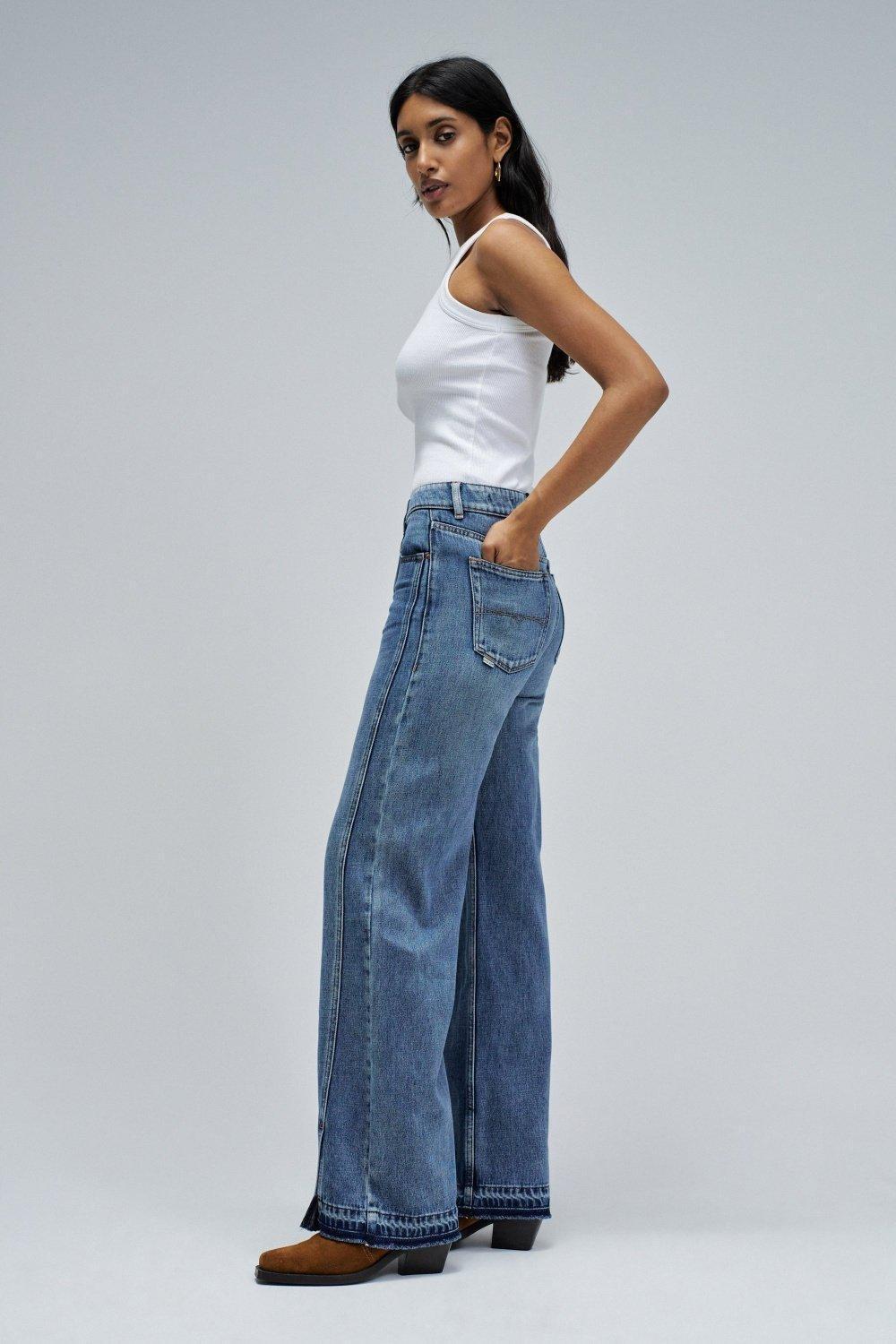 Wide Leg Jeans, Navy, large image number 4