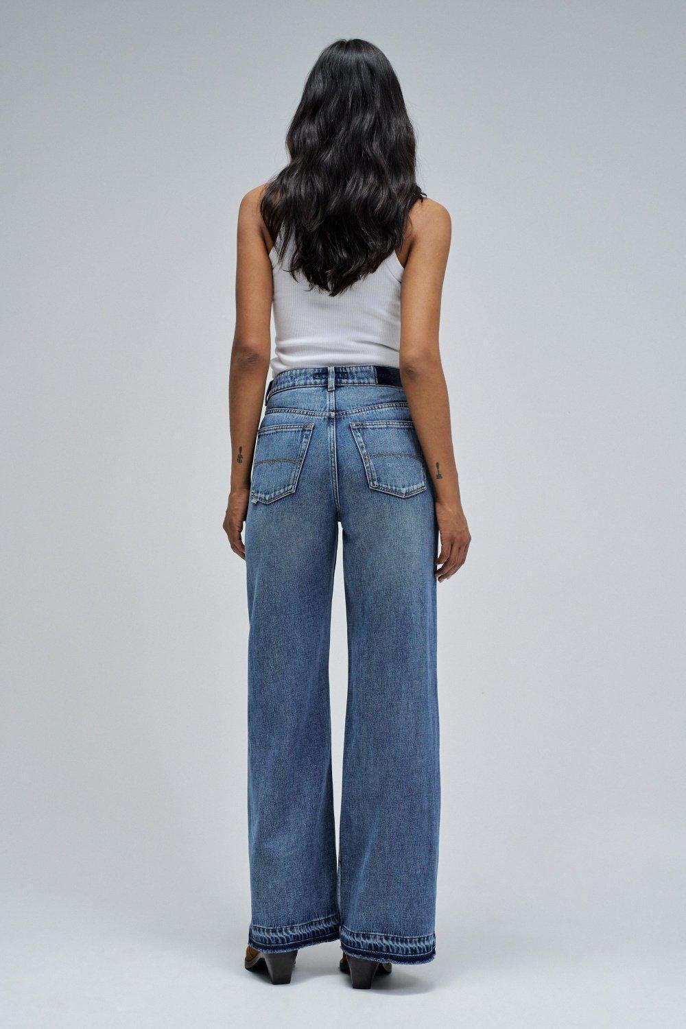 Wide Leg Jeans, Navy, large image number 6