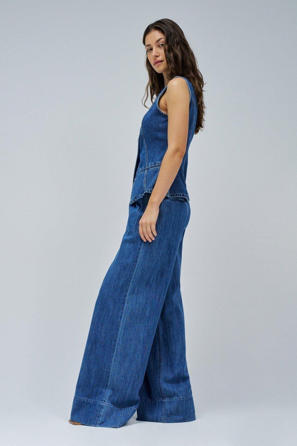 Denim Waistcoat, Navy, large image number 2