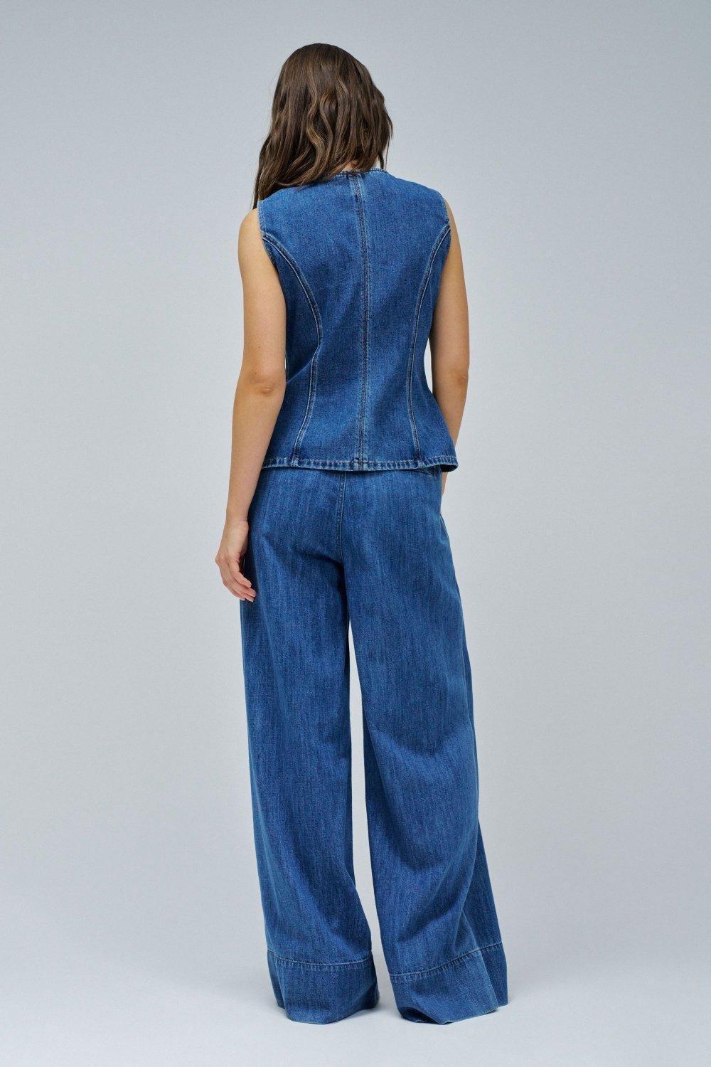 Denim Waistcoat, Navy, large image number 3