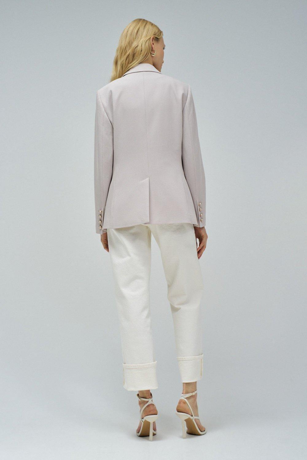 Fitted Blazer With Check Pattern, Pearl, large image number 3