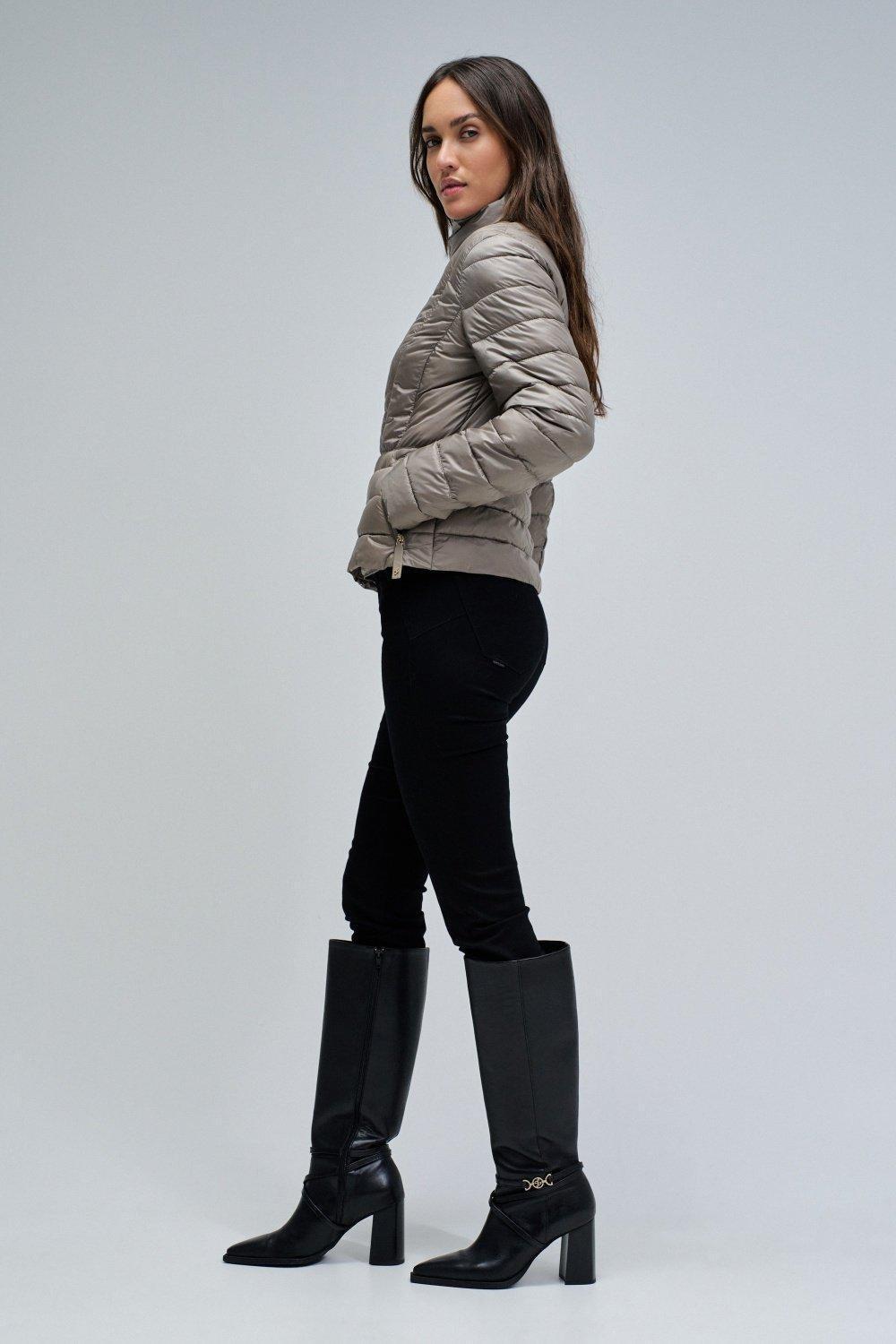 Short Puffer Jacket, Light Brown, medium