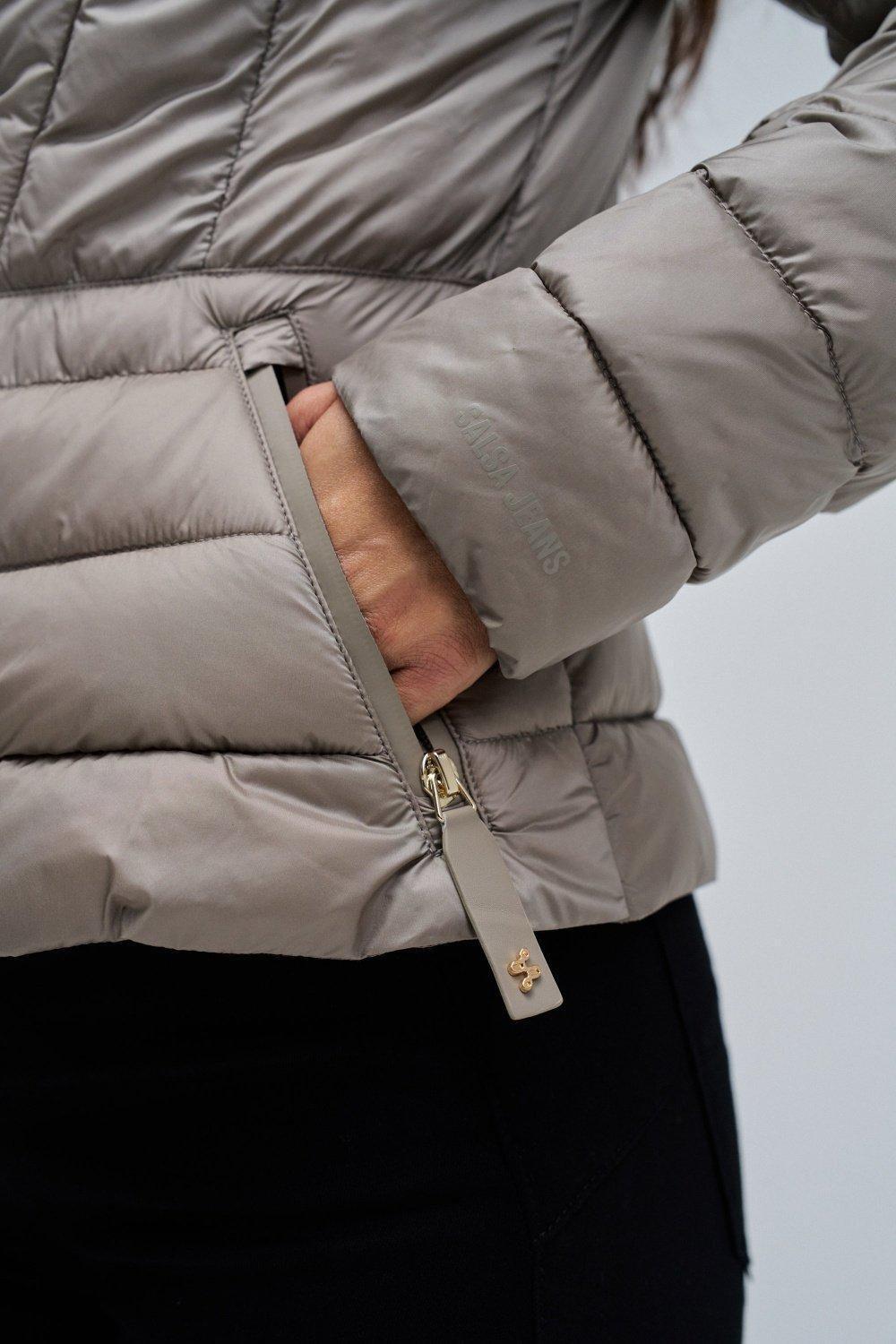 Short Puffer Jacket, Light Brown, large image number 4