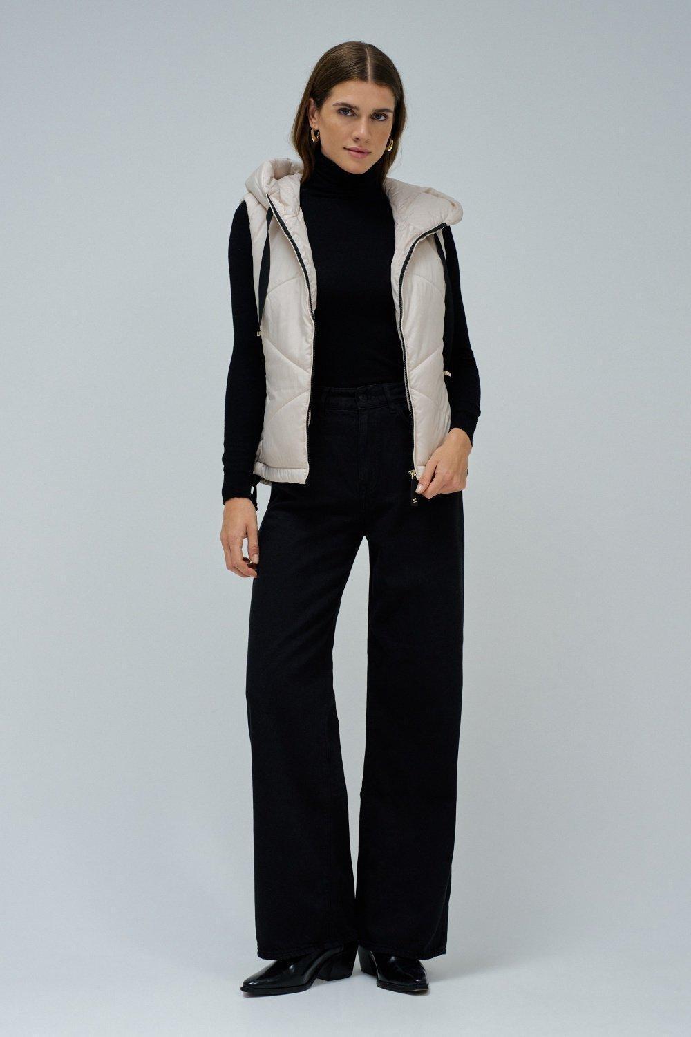 Beige Puffer Vest, , large image number 1