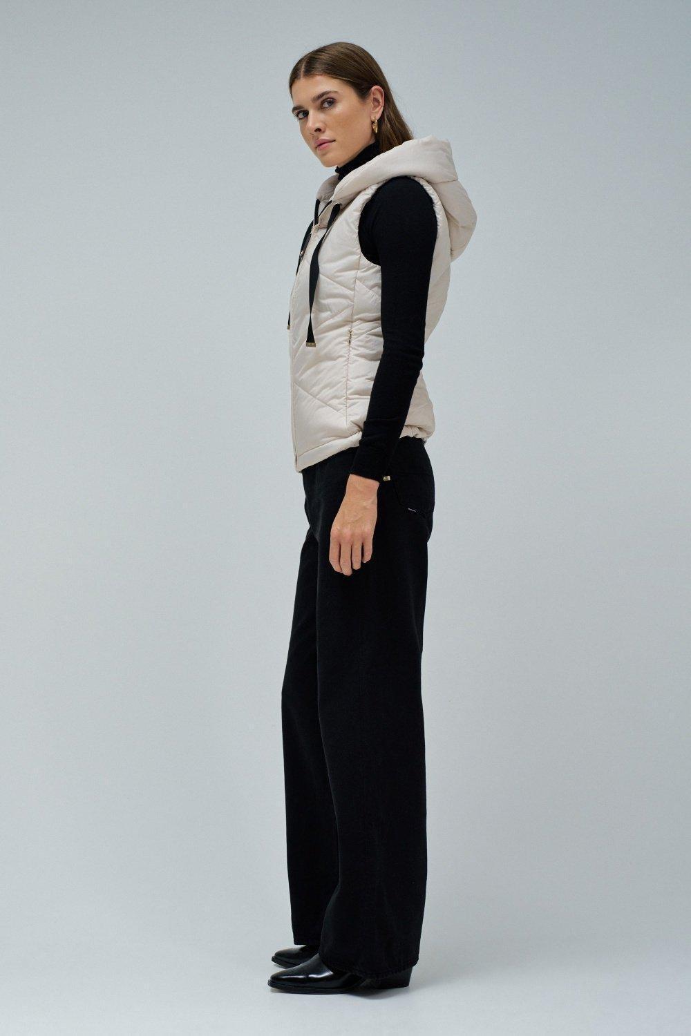 Beige Puffer Vest, , large image number 2