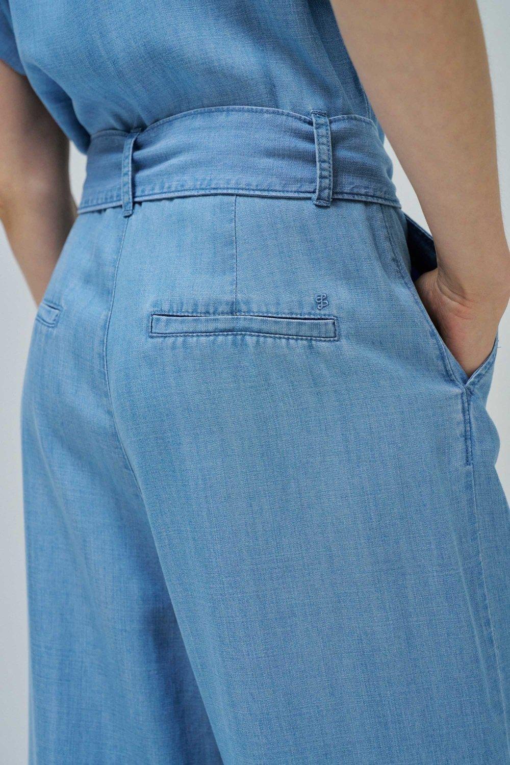 Blue Jumpsuit W/ Belt And Front Pockets, , large image number 4