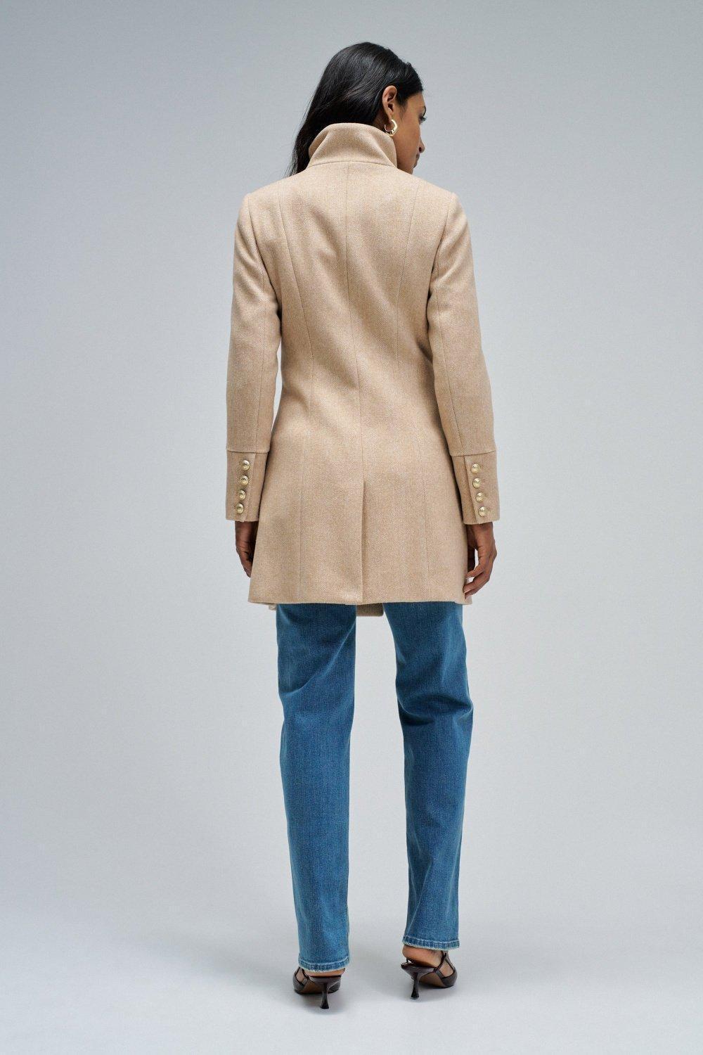 Grace Tweed Wool Coat, Camel, large image number 3