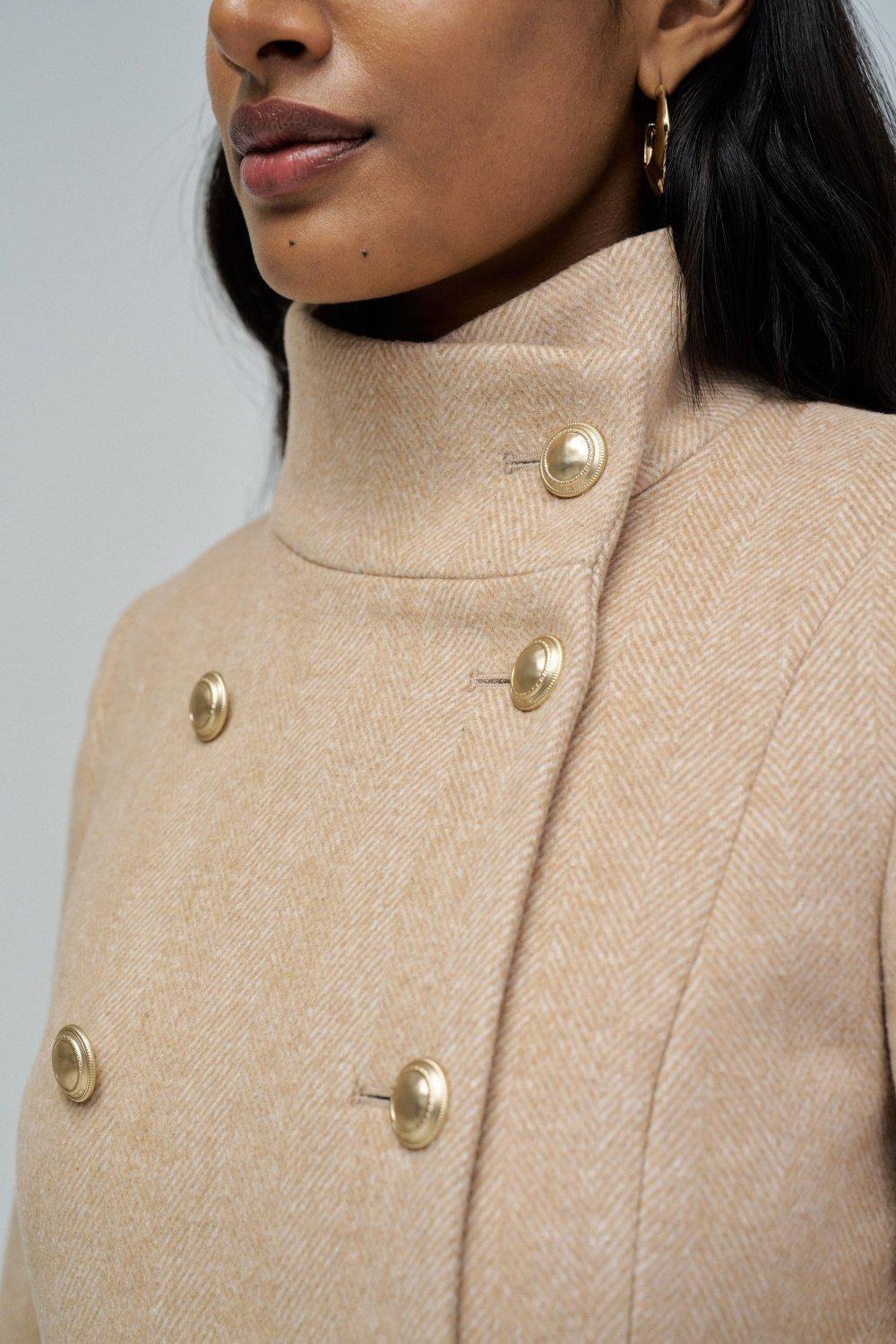 Grace Tweed Wool Coat, Camel, large image number 4