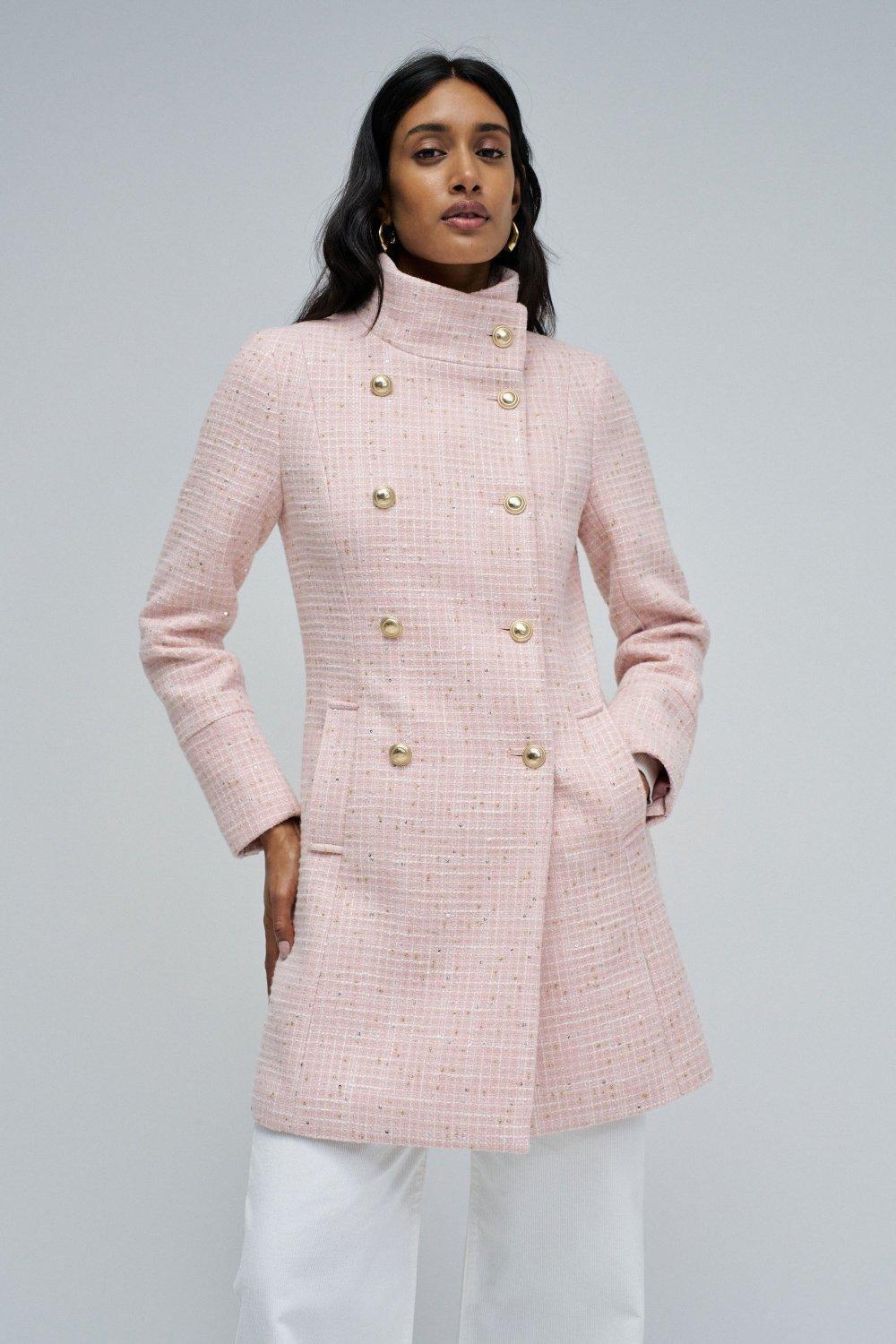 Grace Tweed Wool Coat, Light Pink, medium