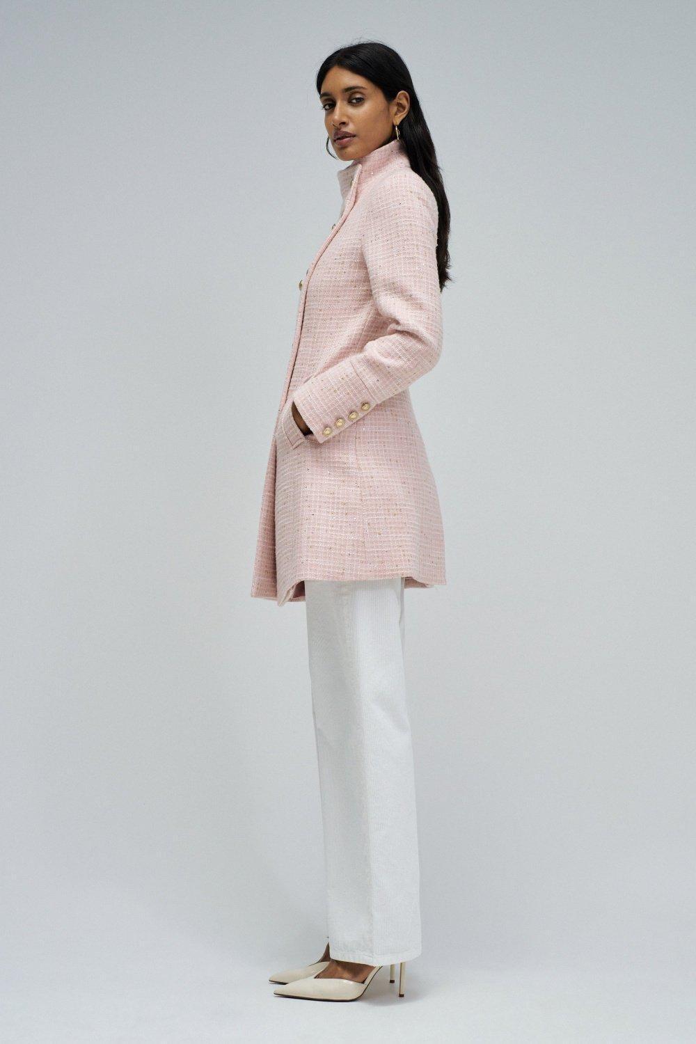 Grace Tweed Wool Coat, Light Pink, medium
