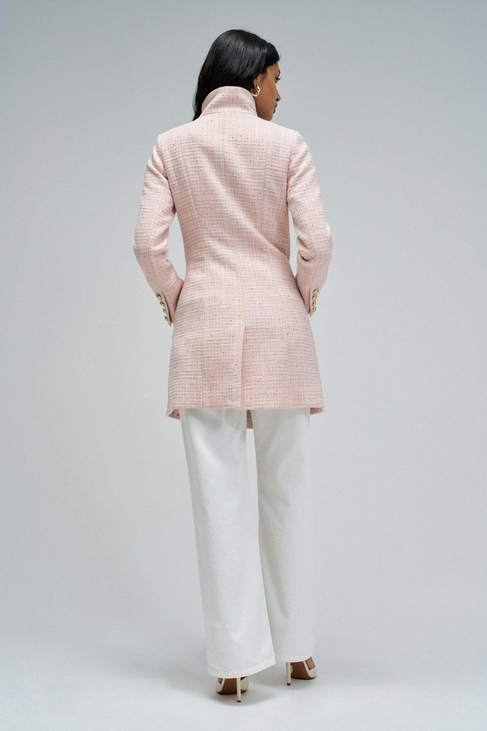 Grace Tweed Wool Coat, Light Pink, large image number 3