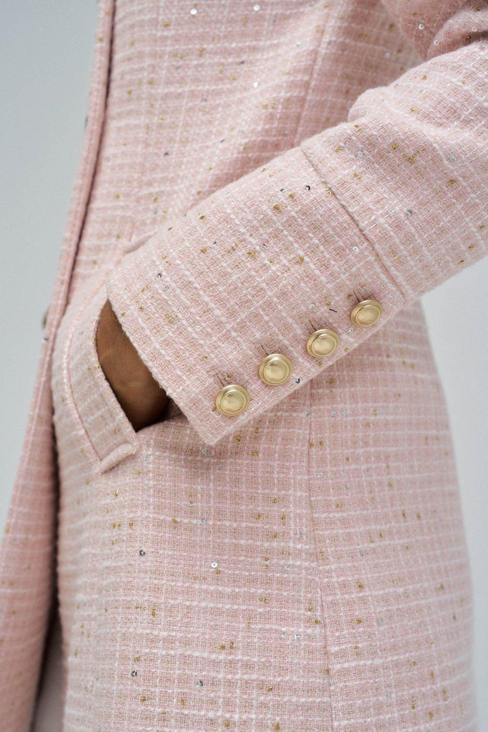 Grace Tweed Wool Coat, Light Pink, large image number 4