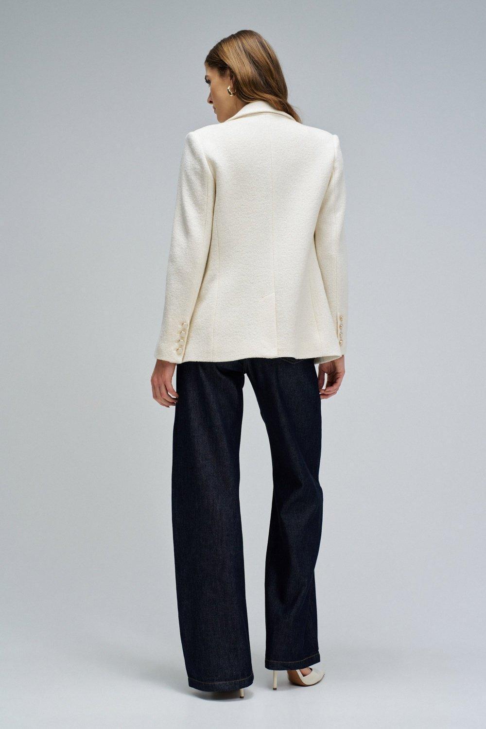 Textured Wool Blazer, Beige, large image number 3