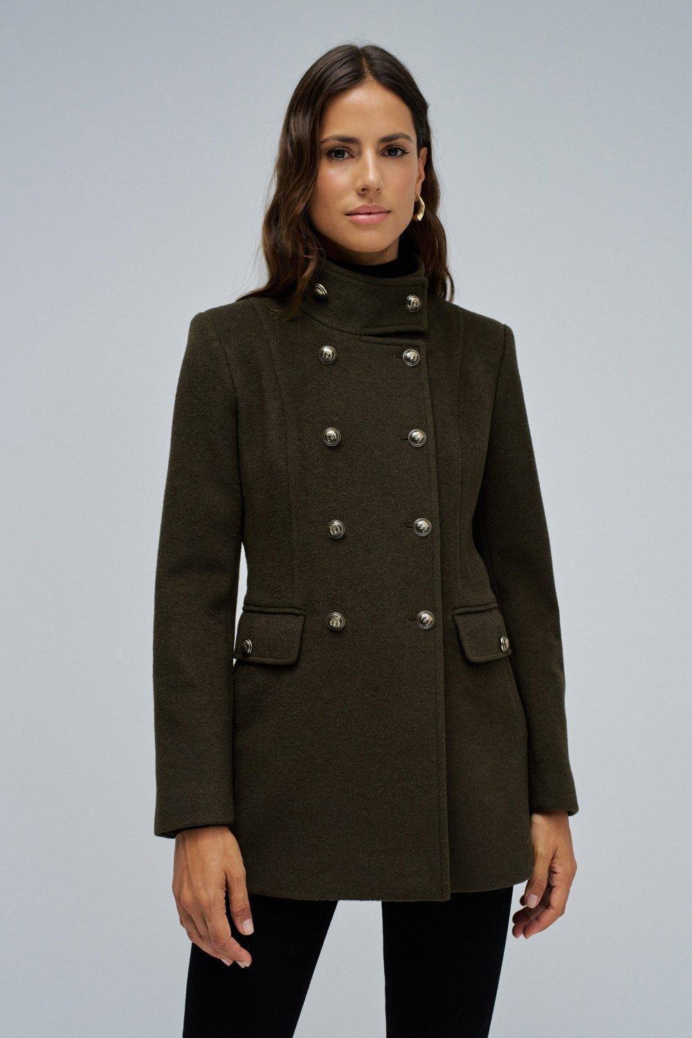 Short Woollen Coat, Brown, medium