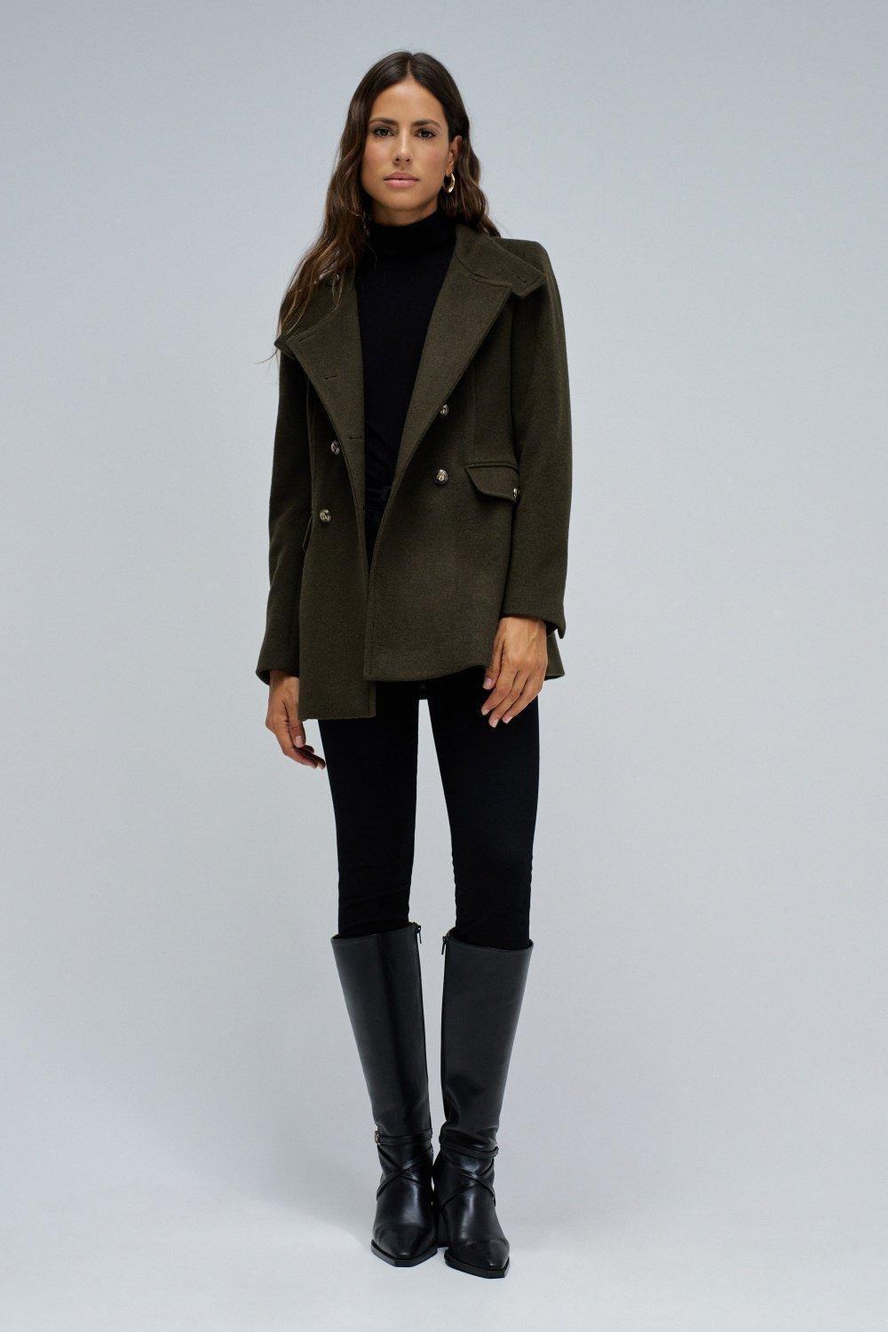 Short Woollen Coat, Brown, medium