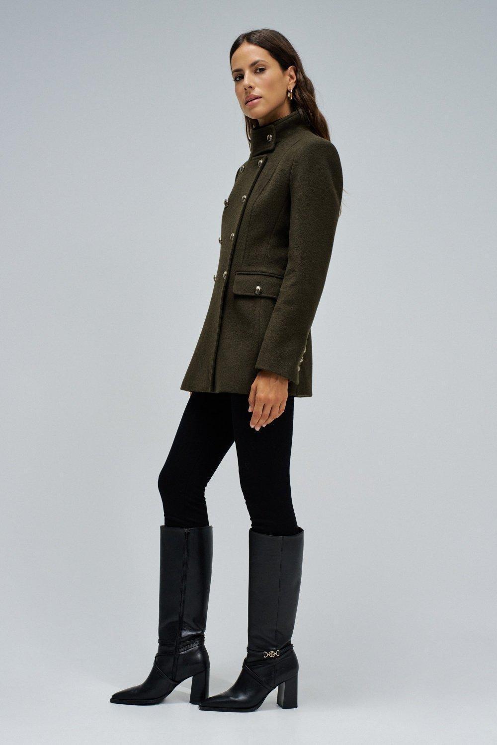 Short Woollen Coat, Brown, medium