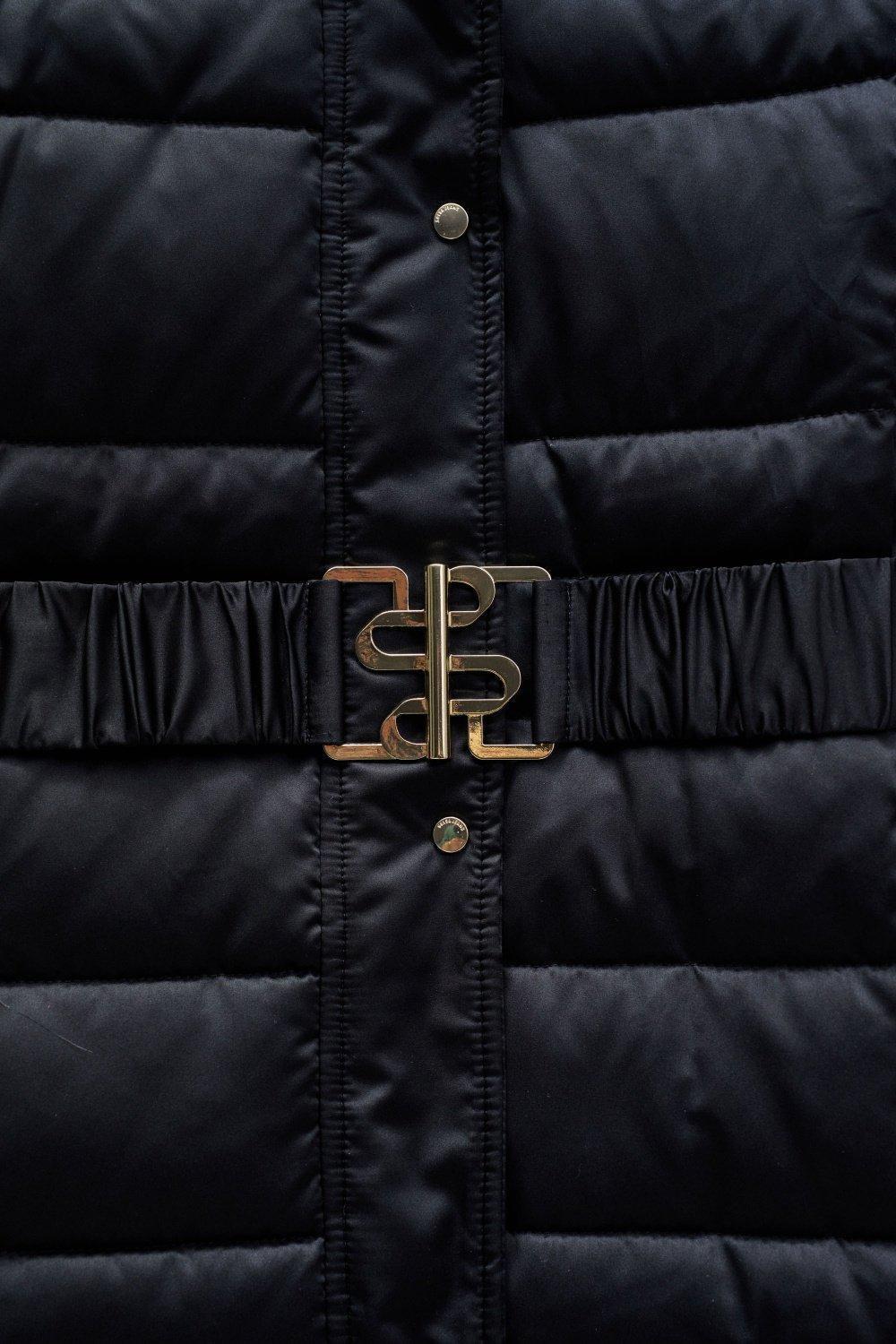 Long Padded Jackie Coat, Black, medium