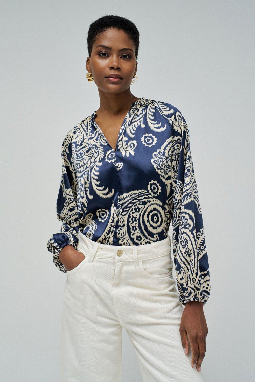 Printed Paisley Blouse, , large image number 0