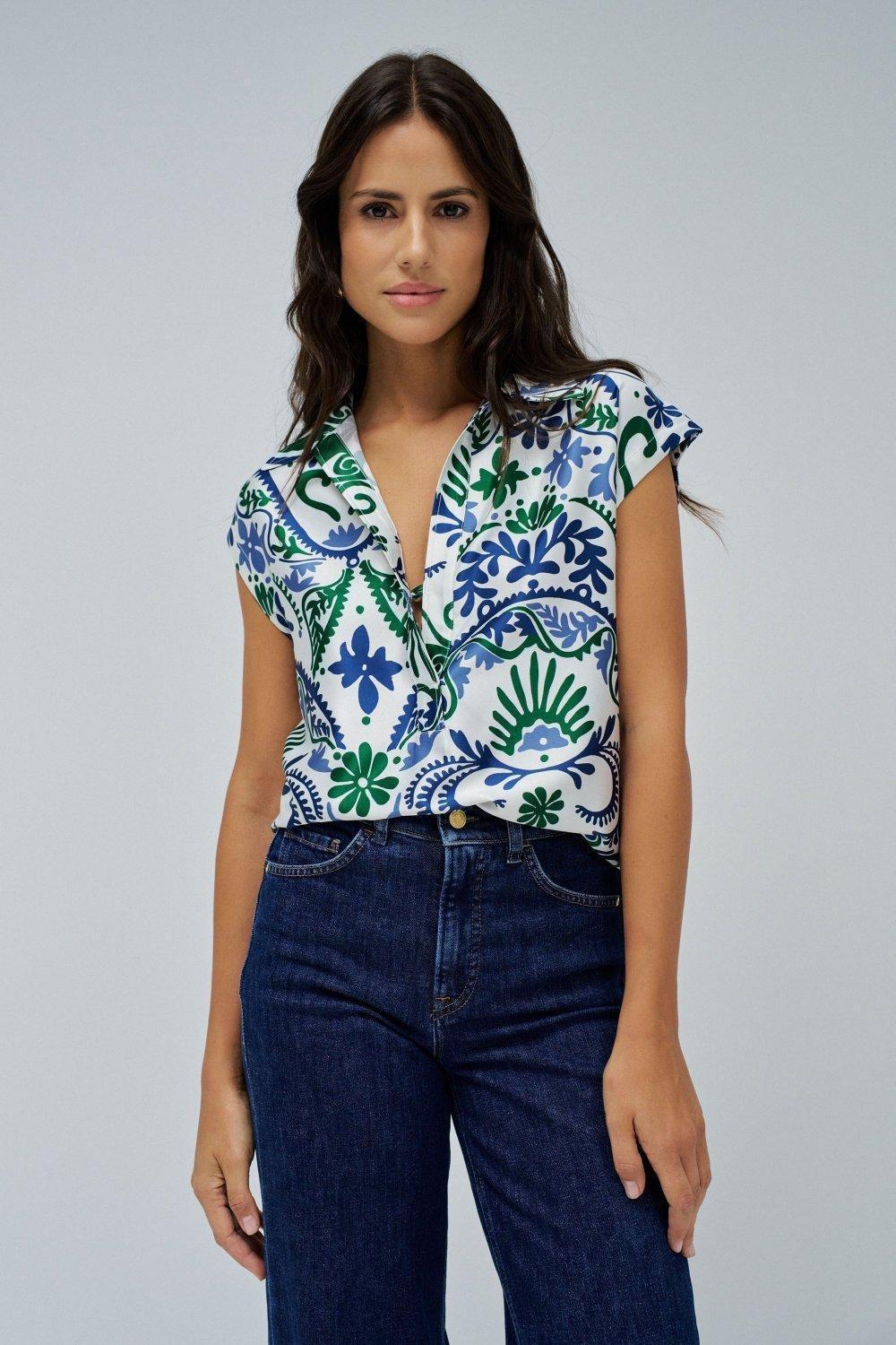 White Floral Blouse, , large image number 0