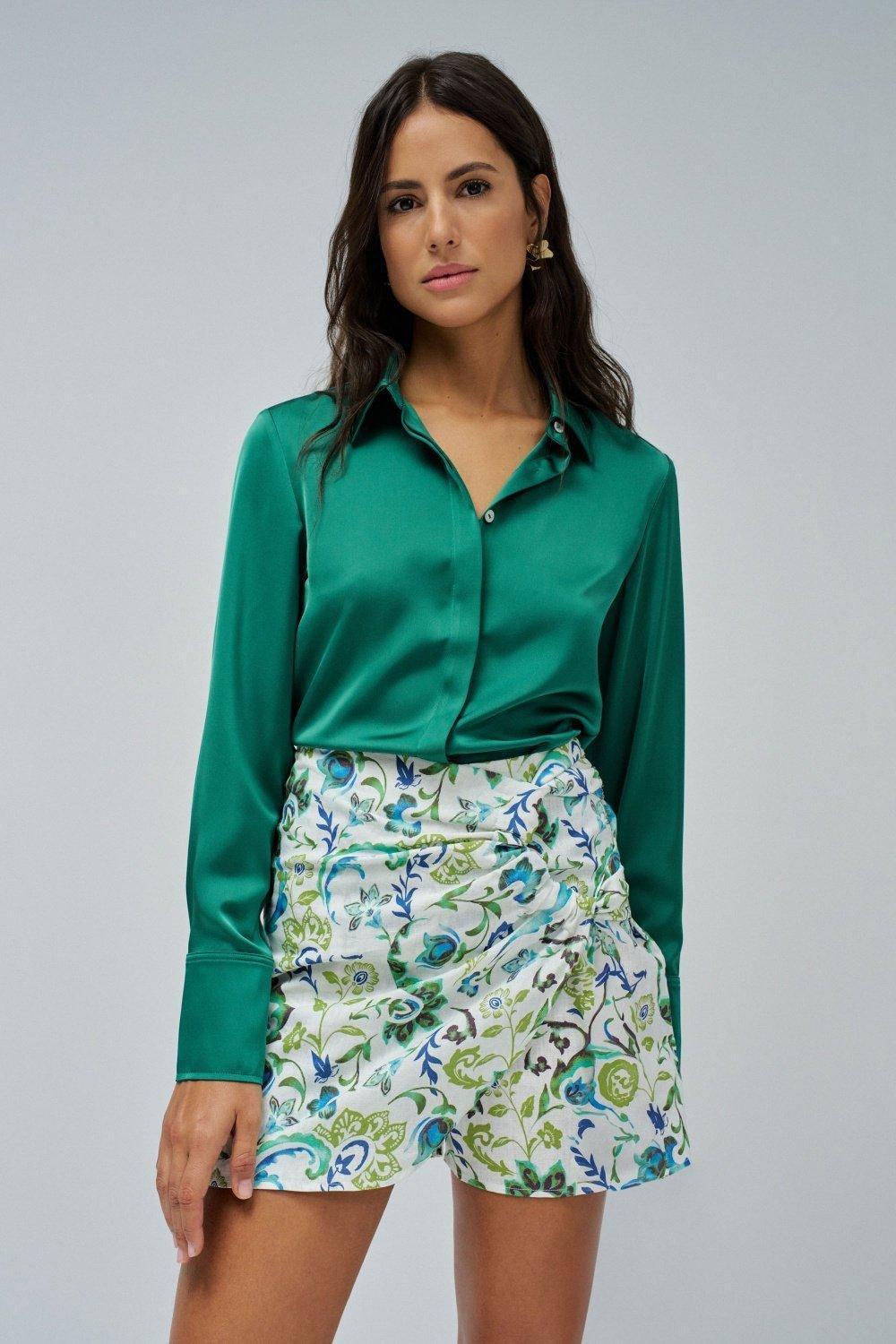 Satin Shirt, Green, large image number 0