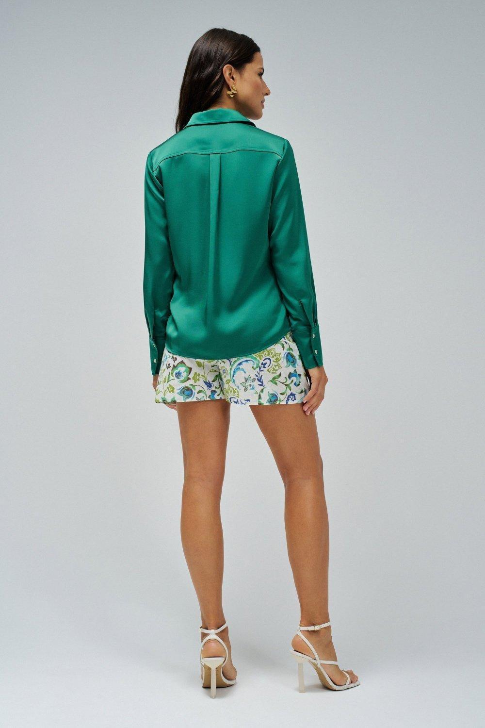 Satin Shirt, Green, large image number 3