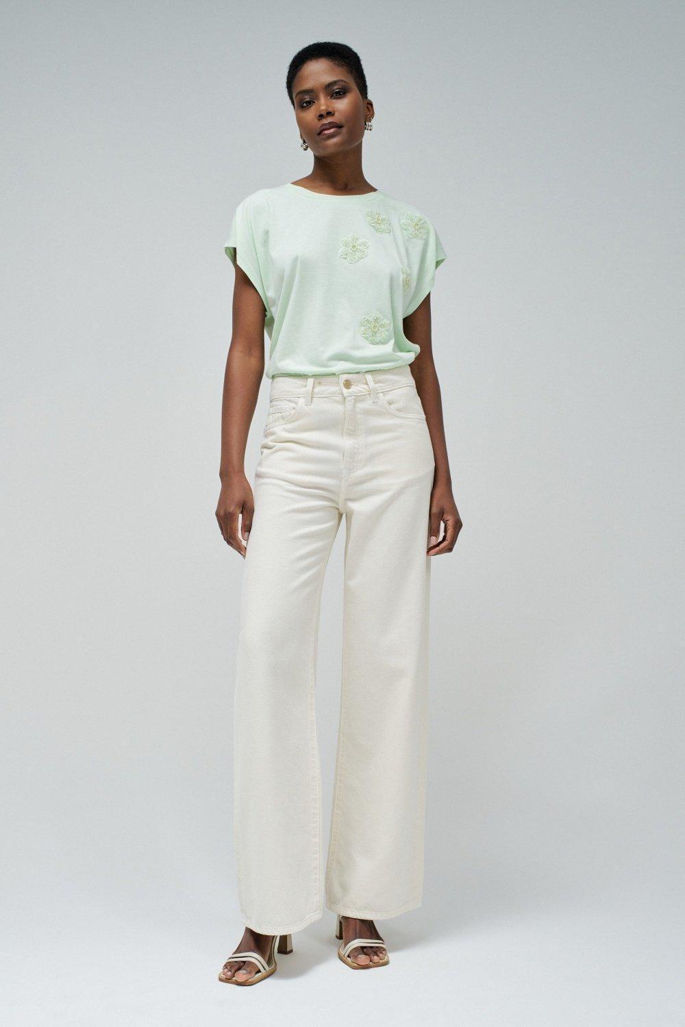 T-Shirt With Flower Appliqu&Atilde;&copy;s, , large image number 1