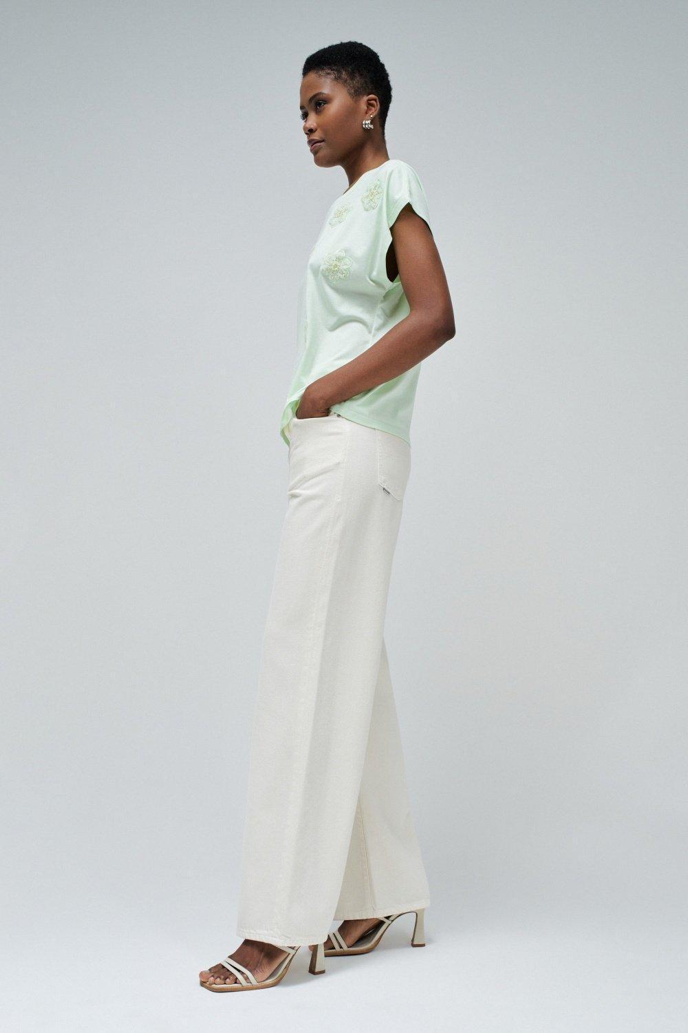 T-Shirt With Flower Appliqu&Atilde;&copy;s, , large image number 2